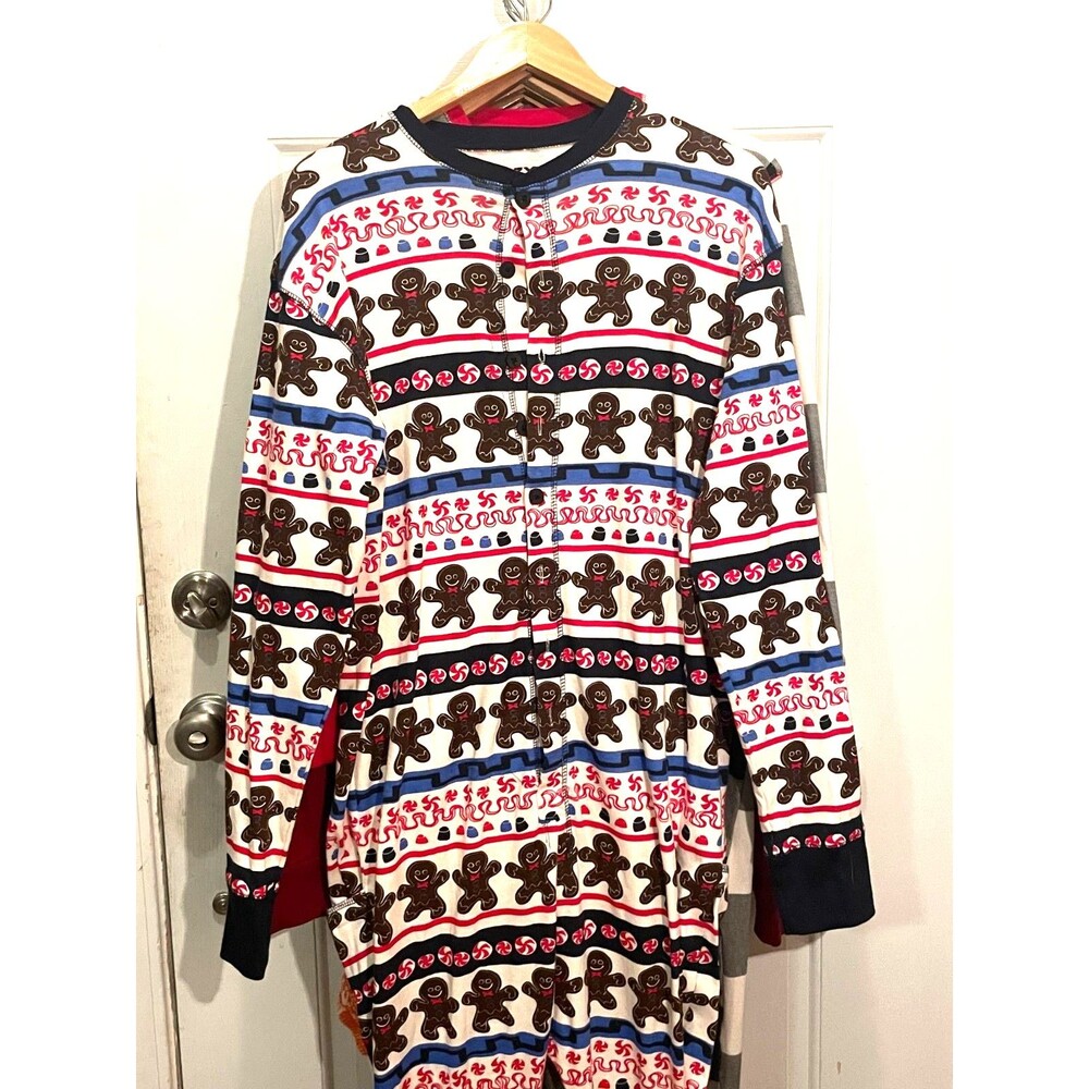 Lazy One XL Buffalo plaid button up Christmas holiday 1 piece butt flap pajamas